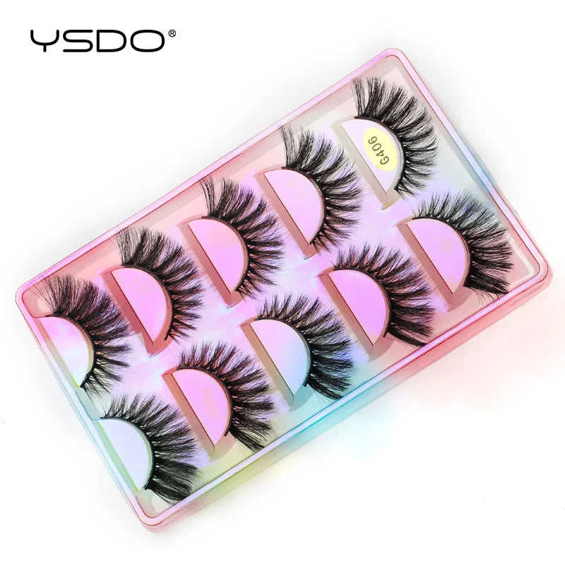 YSDO Eyelashes 3/5 Pairs Natural Long 3D Mink Lashes Fluffy Volume Mink False Eyelashes Cruelty Free Wispy Lashes Makeup Cilios