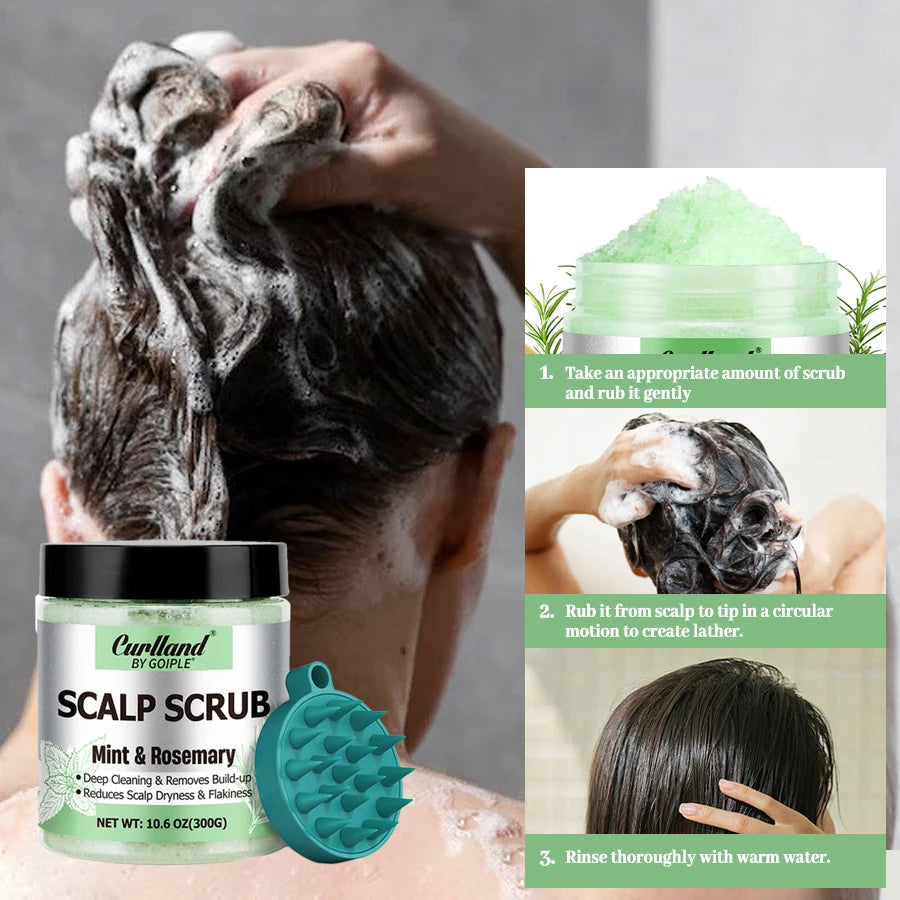 300g Rosemary Mint Scalp Scrub Deep Cleansing Refreshing Shampoo Oil Control or Hair Scalp Massager Care Products for Itchy Scal