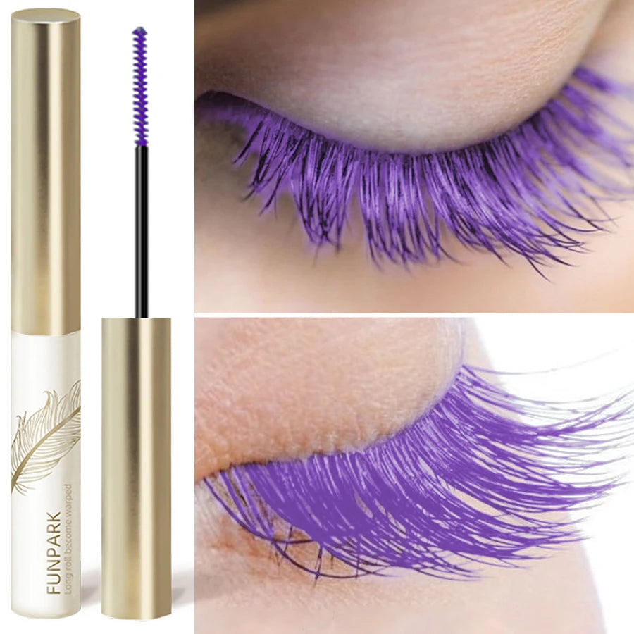 10-Color Ultra-fine Brush Mascara Strong and Lasting Content and Length, Waterproof Prolonged Eye Lash Makeup Black Red Purple
