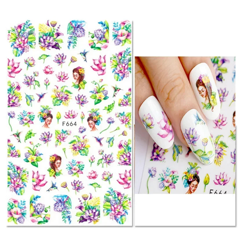 1pcs Sakura Flower 3D Nail Stickers White Cherry Blossom Nail Art Decals Spring Summer Adhesive Slider Decor Wedding Manicure