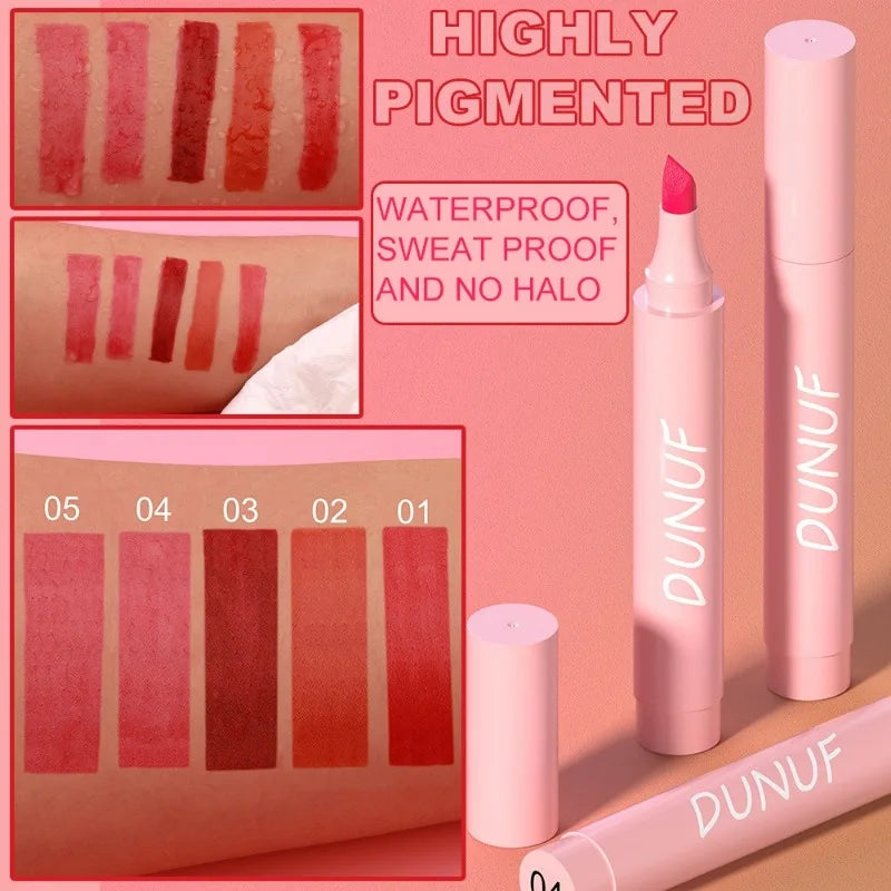 5 Color Long Lasting Lip Liner Lipstick Pencil Waterproof Velvet Matte Lipsticks Sexy Red Lip Contour Pencil 2in1 Lip Marker Pen