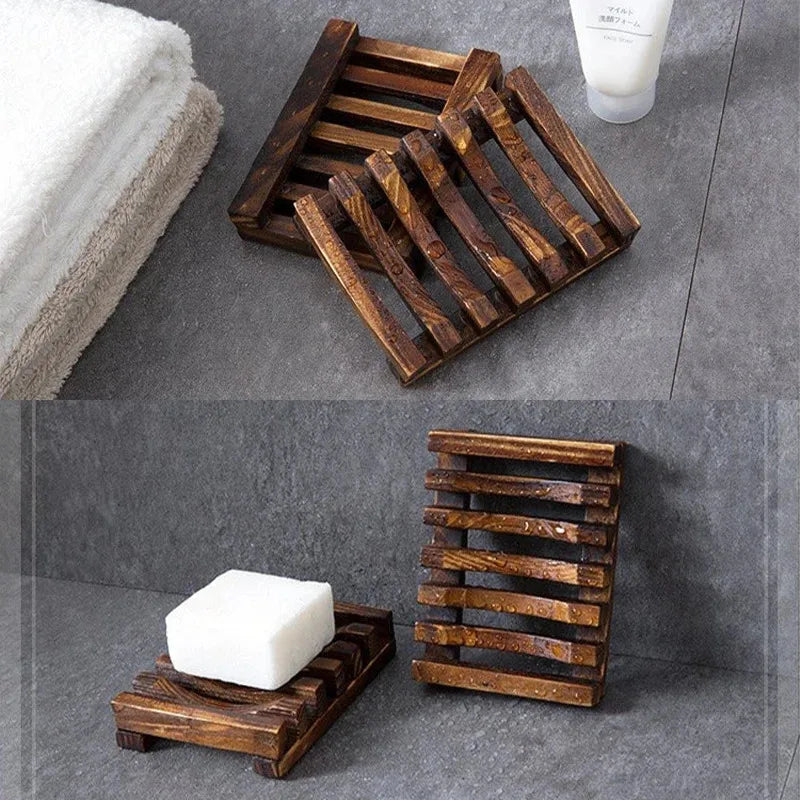 Soap Box Natural Wooden Bath Soap Holder Creative Fashion Tray Wooden Prevent Mildew Drain Box Kitchen Bathroom Washroom Tools