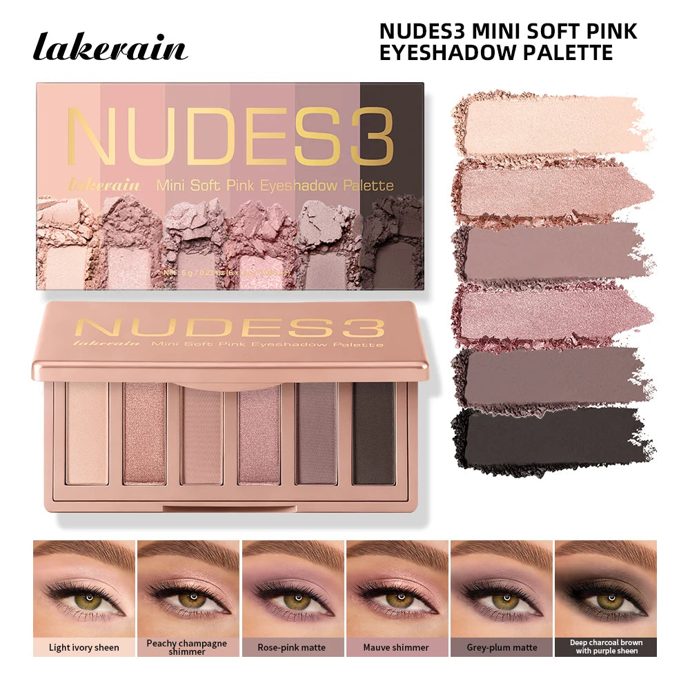Mini Soft Pink Eyeshadow Palette Long Lasting All-Day Wear Brighten Eyes Matte & Shimmer Shadow Smooth Texture Eyeshadow Palette