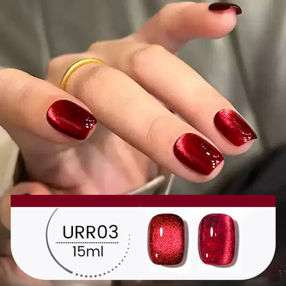 UR SUGAR 15ml 6 Colors Shine Red Winter Christmas Cat Magnetic Gel Nail Polish Sparkling Glitter Semi Permanent Soak Off UV Gel