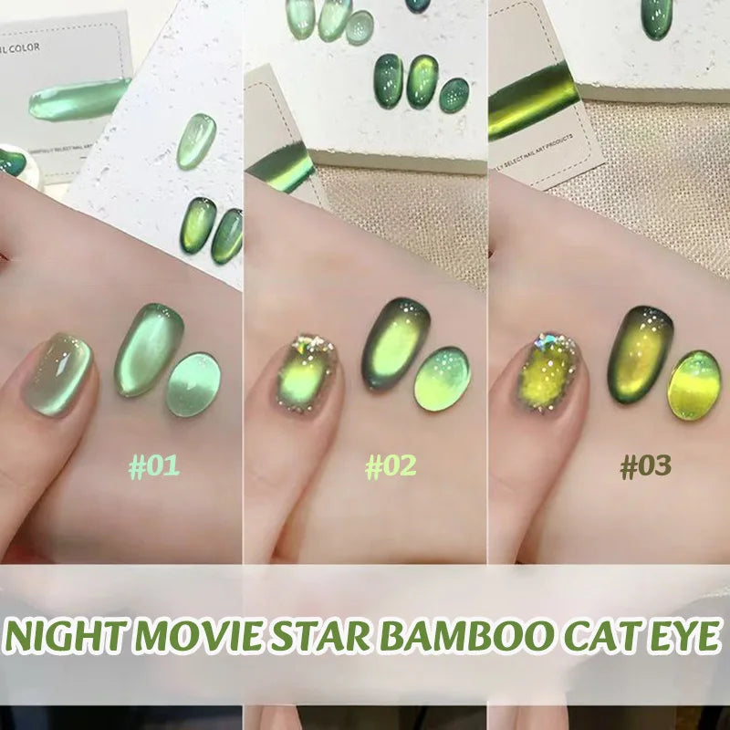 Mianel 12ml 1-21pcs Green Cat Magnetic Gel Nail Polish Spider Lily Varnish Soak Of UV Light Nails Nail Salon Christmas Nails