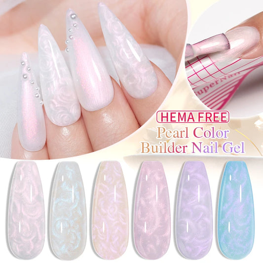 PUENTE Pearl Color Builder Nail Gel Polish Hema Free Shell Thread Glitter Nail Extension Semi-Permanent Construction Gel Varnish