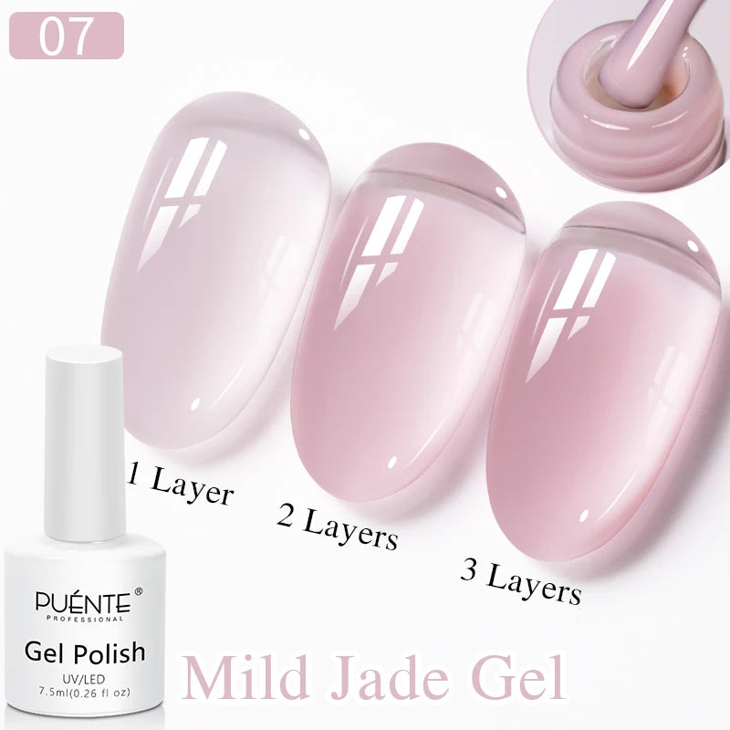 PUENTE Pearl Color Builder Nail Gel Polish Hema Free Shell Thread Glitter Nail Extension Semi-Permanent Construction Gel Varnish