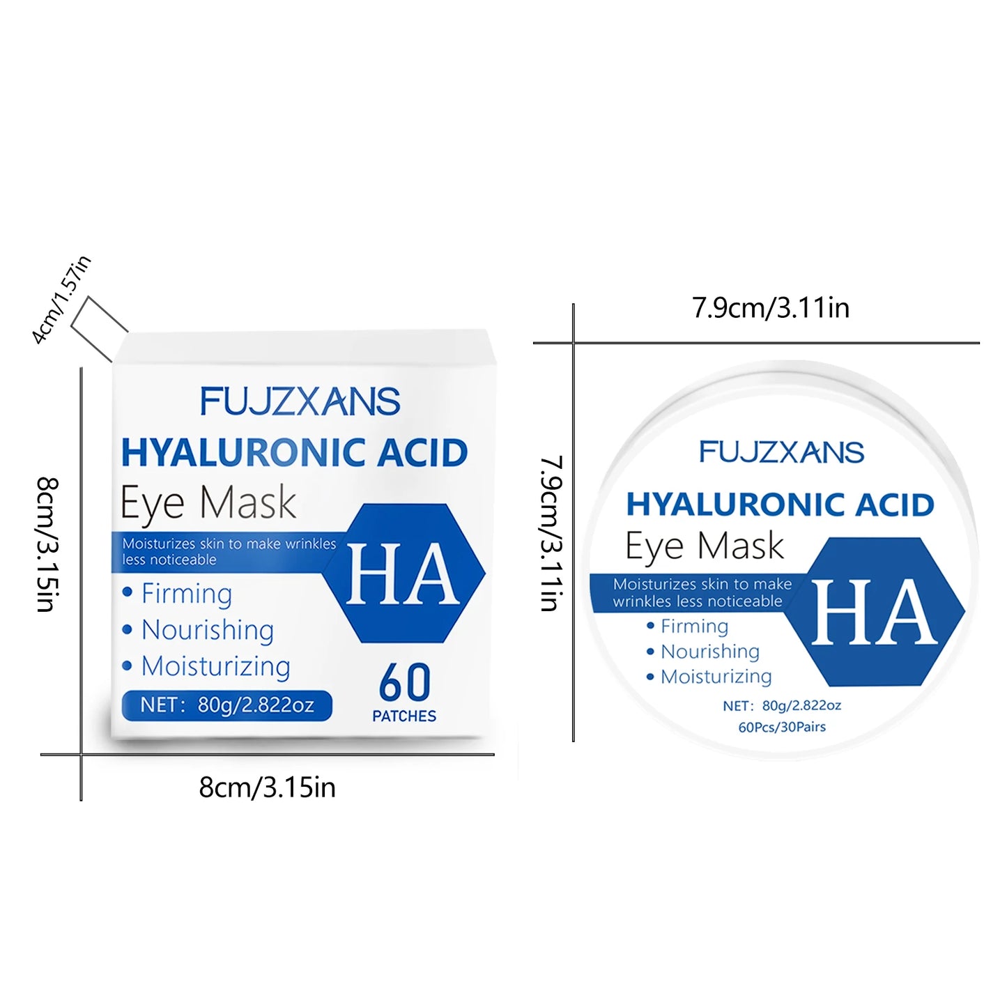 Hyaluronic Acid Eye Mask Moisturizes Skin To Make Wrinklesless Noticeable 60pCS/Box Nourishing Eyes Gel Patches For Women