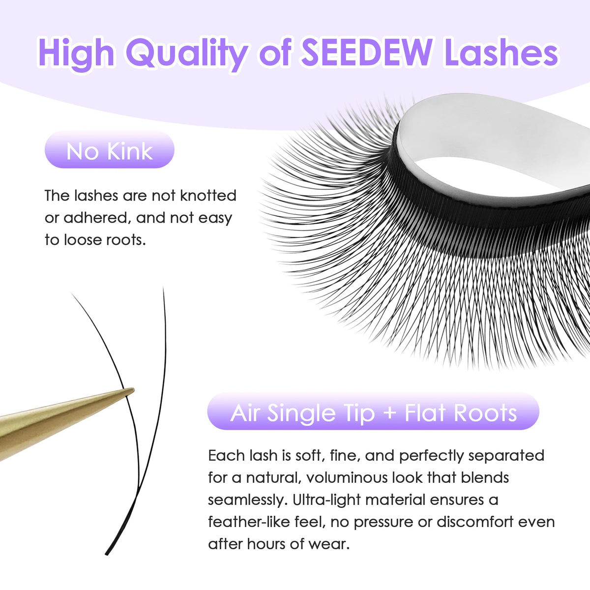 SEEDEW 0.07/0.10 Single Tip 2D V-Shaped Eyelashes Extension Small Velvet Flower Grafting False Eyelashes Soft Natural Lashes