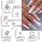 40PCS Star Nail Charms Silver 3D Star Charms Pink Nail Rhinestone Multi Style Nail Art Jewelry Dangle Stars Nail Decoration Y2K
