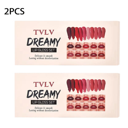 10 Pieces/Set Lip Gloss Velvet Lipstick: Waterproof and Long-Lasting Lip Gloss Women's Moisturizing Lipstick Set Christmas gift
