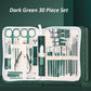30pcs Professional Stainless Steel Nail Clipper Set Green Nail Tools Manicure  Pedicure Set of 30pcs Travel Grooming Kit