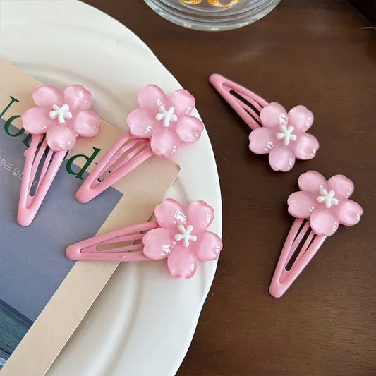 Sweet Jelly Cherry Blossom Hair Clip Headwear Cute Girls BB Clip Y2K Side Bangs Clip Hair Accessories Fresh Flowers Hairpins