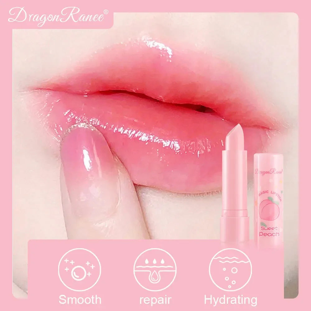 Color Shift Lip Balm Hydrating Long Lasting Moisturizing Peach Jelly Stain Waterproof Smooth Repair Care Makeup