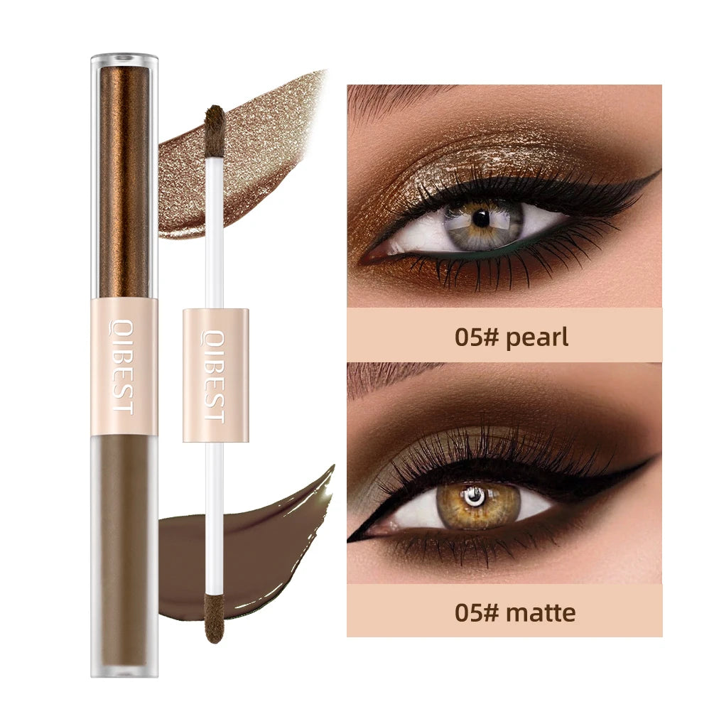 2 In 1 Stick Pearly Matte Eyeshadow Cream Smooth Nude Eye Makeup Liquid Contour Shadow Stick Waterproof Shimmer High Light Pen