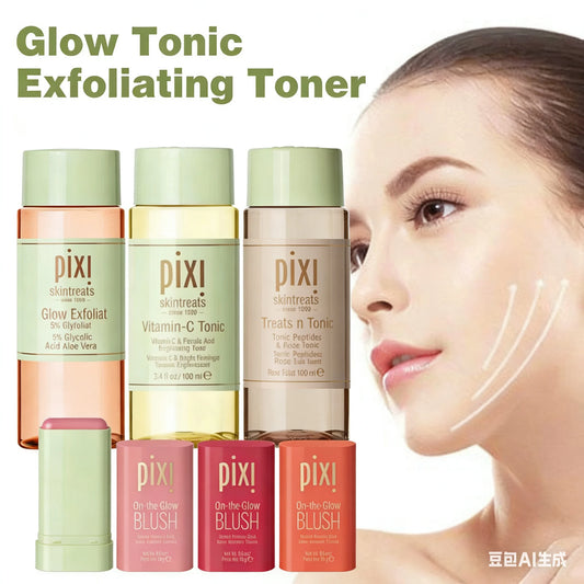 Pixi Glow Fruit Acid Vitamin C Skin Toner Skincare Gradual Powder Blusher Stick Brightening Makeup Nourishing Moisturizing Toner