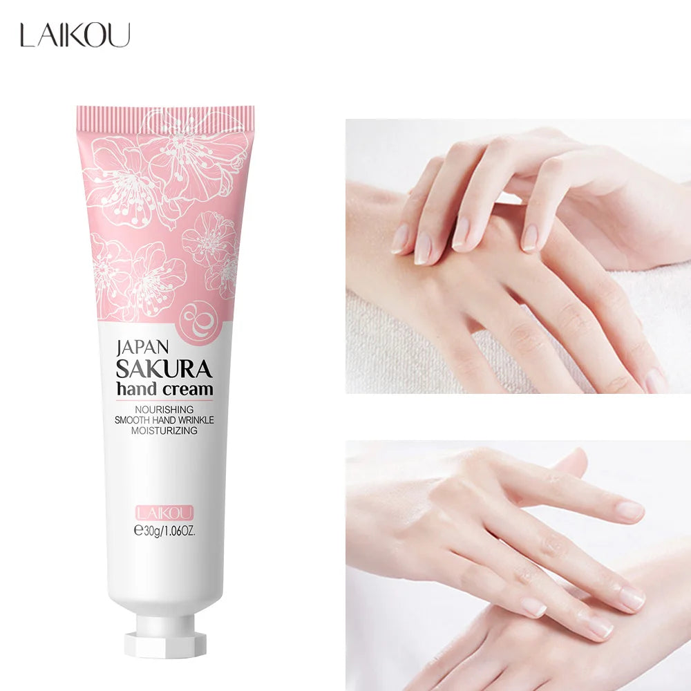 LAIKOU Sakura Hand Cream Whitening Wrinkle Removal Anti-crack Moisturizing  Greasiness Intensive Repair Hand Gream 30g
