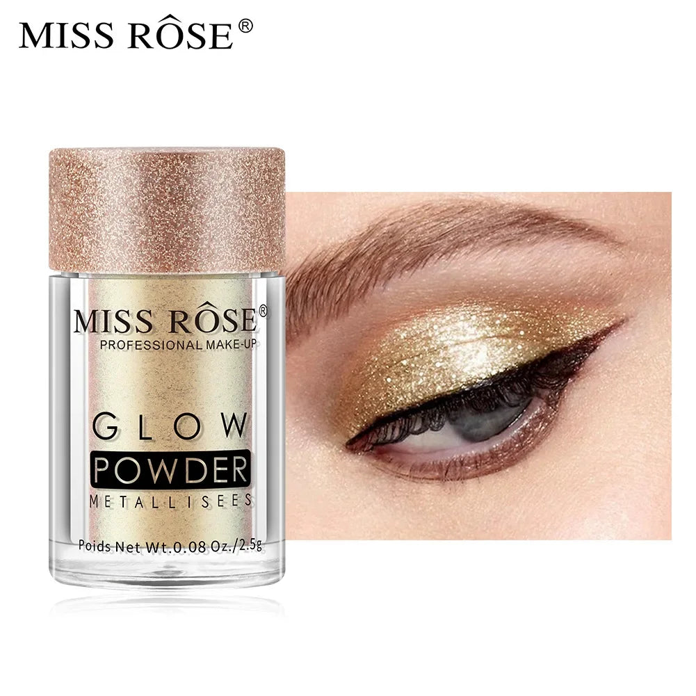 MISS ROSE Single Colour Pearl Diamond Glitter Eyeshadow Make-up High Lighter Shiny Shimmer Brighten Eye Shadow Powder Cosmetics