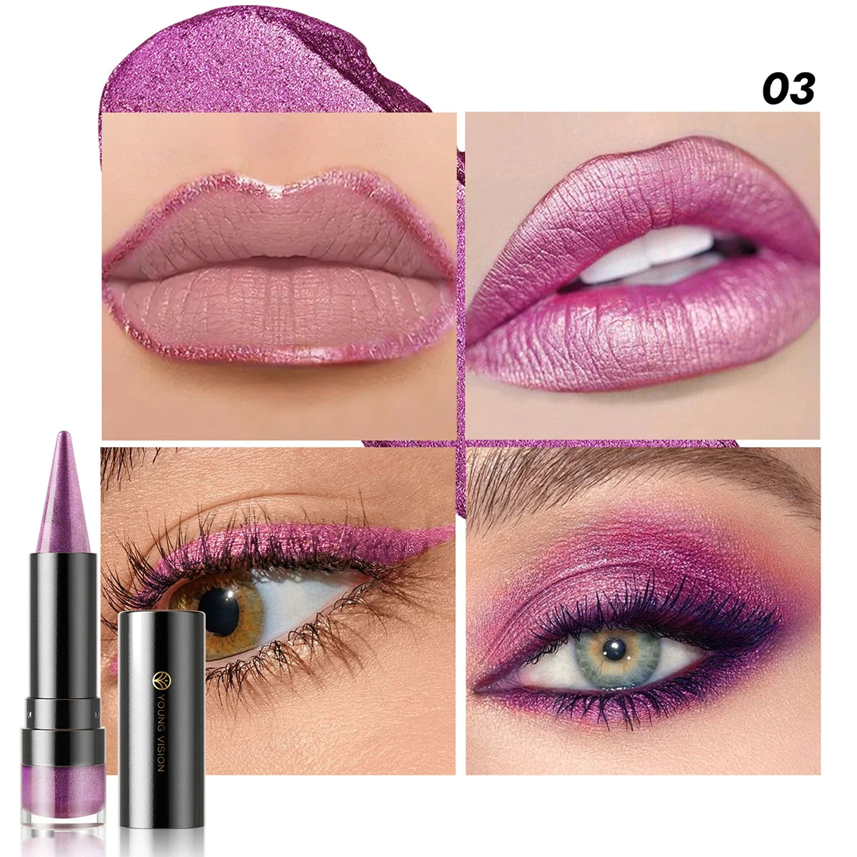 YOUNG VISION 6 Color Matte Pearl Shimmer Dual-Effect Lipstick Waterproof, Non-Transfer Lipstick Cosmetics