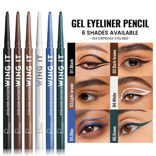 6 Matte Gel Eyeliner Pencils Waterproof Long Lasting Makeup Beginner Friendly Smooth Gel White Green Blue Brown Black Eyeliner