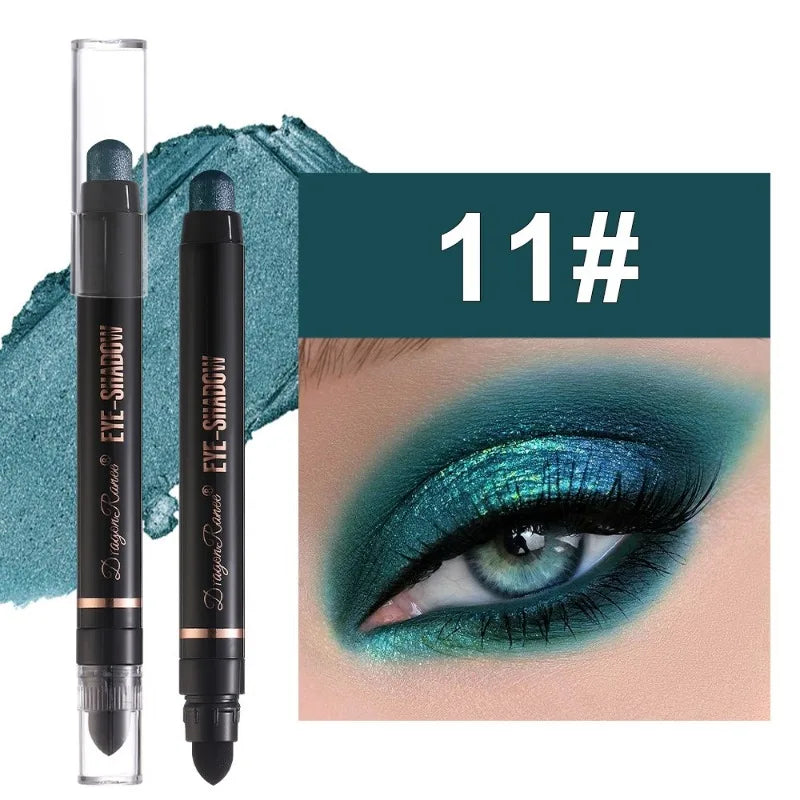 12-color Double Tip Eyeshadow Pen Set Metallic High Gloss Smudger Brighten Eye Makeup Pencil Shining Brown Eye Shadow Cosmetics