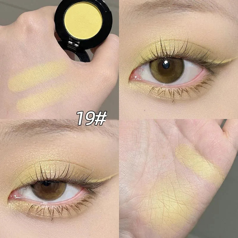 Monochrome Matte Brown Eyeshadow Makeup Waterproof Lasting Shiny Green Eye Makeup Natural Brighten Eyeshadow Highlighter Palette