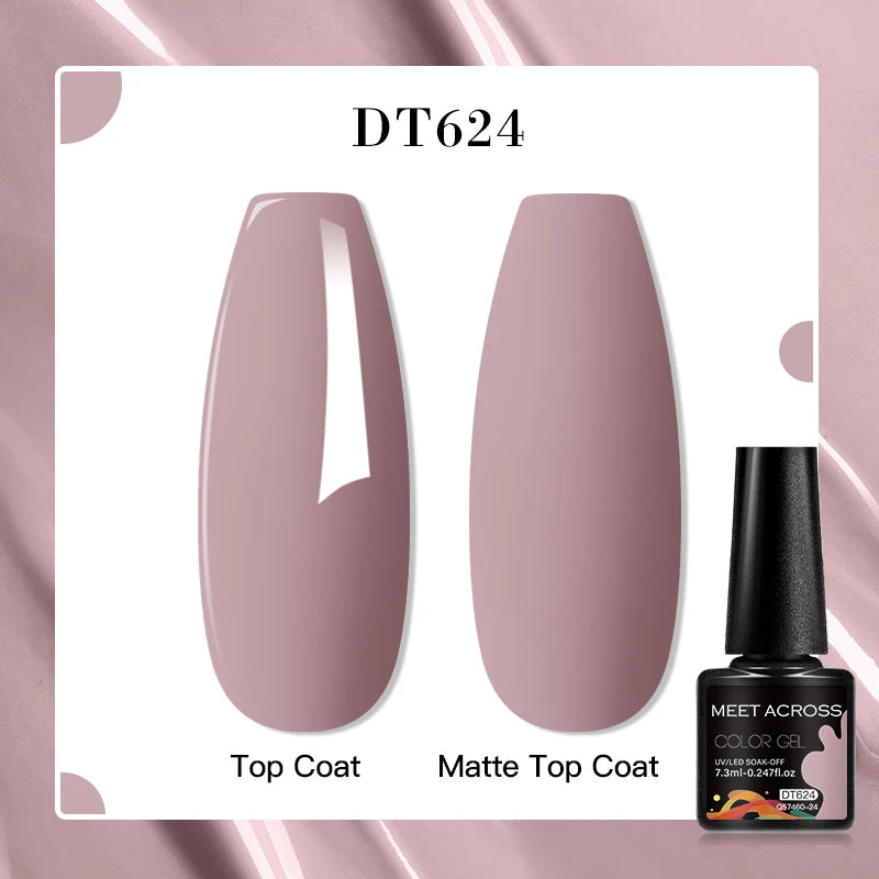 MEET ACROSS 160 Colors 7.3ml Gel Nail Polish Vernis Glitter Sparkly Semi Permanent Soak Off LED UV Gel Varnish Nail Art Manicure