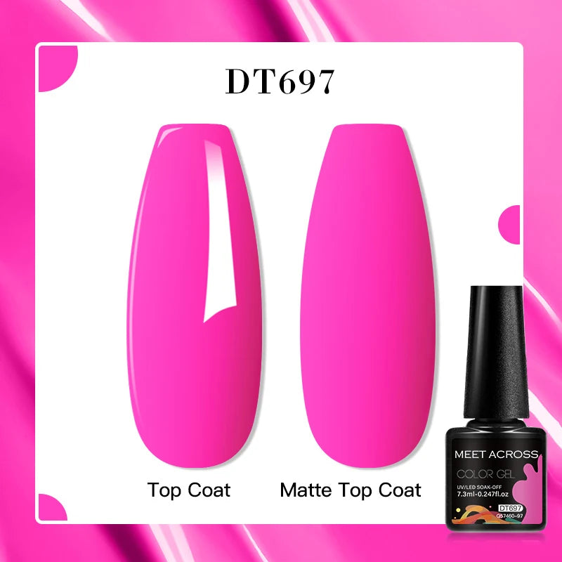 MEET ACROSS 160 Colors 7.3ml Gel Nail Polish Vernis Glitter Sparkly Semi Permanent Soak Off LED UV Gel Varnish Nail Art Manicure