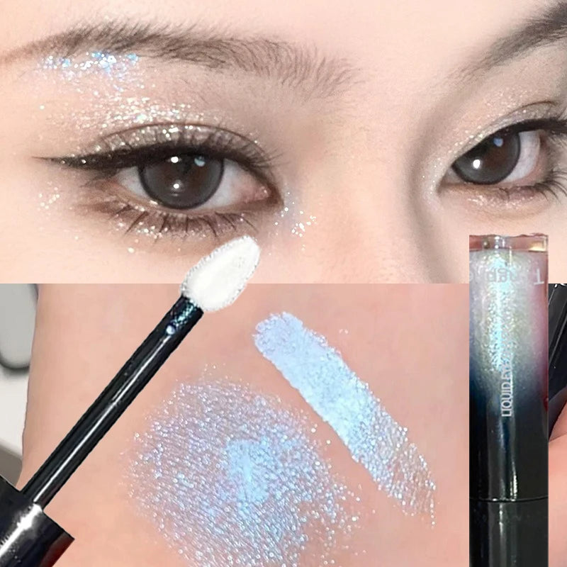 Glitter Liquid Eyeshadow Holographic Shimmer Ice Blue Pink Quick-drying Wet Look Tears Highlight Eye Makeup Non-flying powder