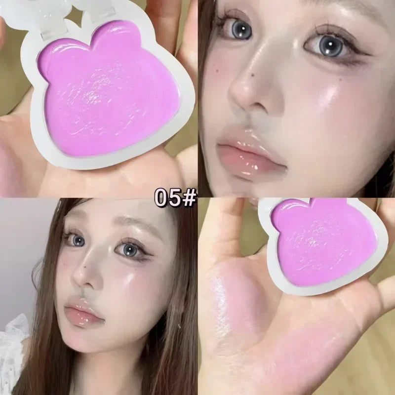 Water Light Cream Blush Matte Multi-purpose Highlight Cream Cute Rabbit Shape Blusher Pink Purple Cheek Tint Makeup Rouge Cream