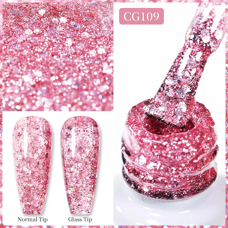 BORN PRETTY 10ml Sparkling Glitter Reflective Gel Nail Polish Sparkly Holo Shiny Pink Silver Black Gel Nail Art Salon Varnish