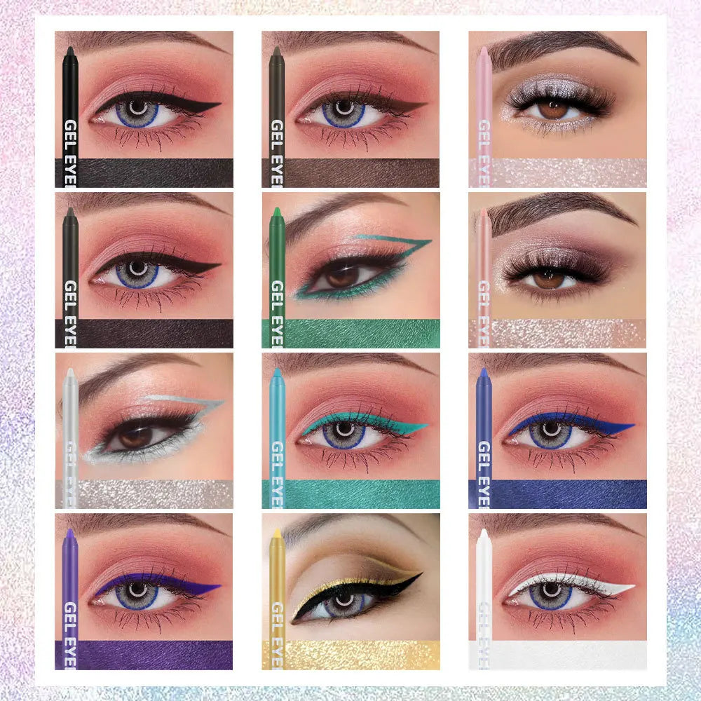 12 Colors Long-lasting Eye Liner Pencil Waterproof Pigment Eyeliner Pen Women Cosmetics Gel Eye Shadow Pencil Makeup Tools