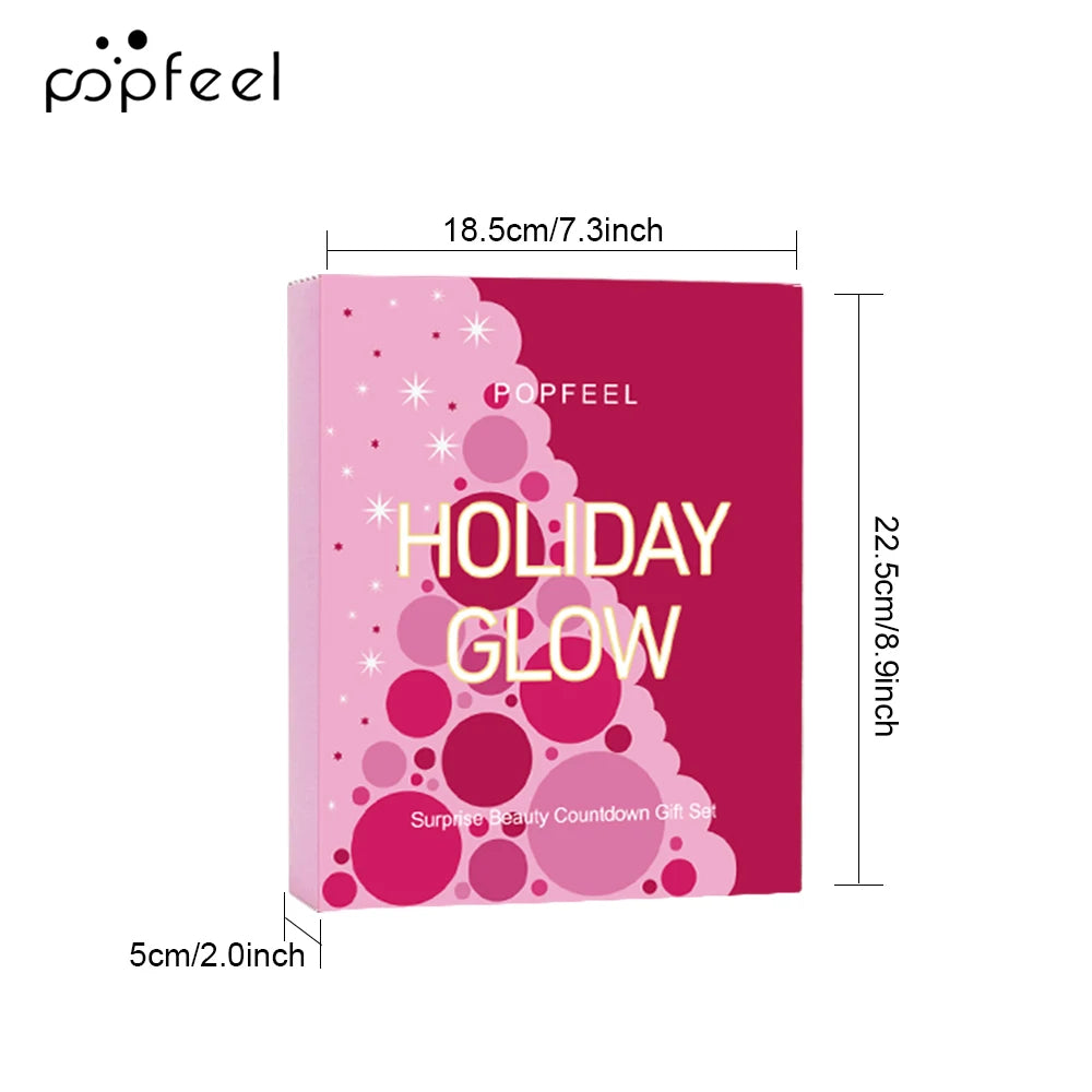 POPFEEL Surprise Beauty Countdown Gift Box Set - 24-Piece Makeup Surprise Blind Box Collection for Girls, Women, and Moms.