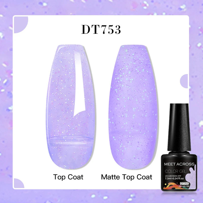 MEET ACROSS 160 Colors 7.3ml Gel Nail Polish Vernis Glitter Sparkly Semi Permanent Soak Off LED UV Gel Varnish Nail Art Manicure