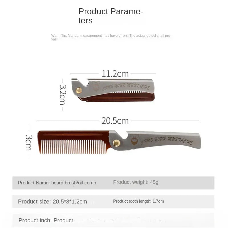 New Foldable comb Folding Pocket Clip Hair Moustache Beard Comb Fashion Men Women Handmade massage hair brush Folding knife comb