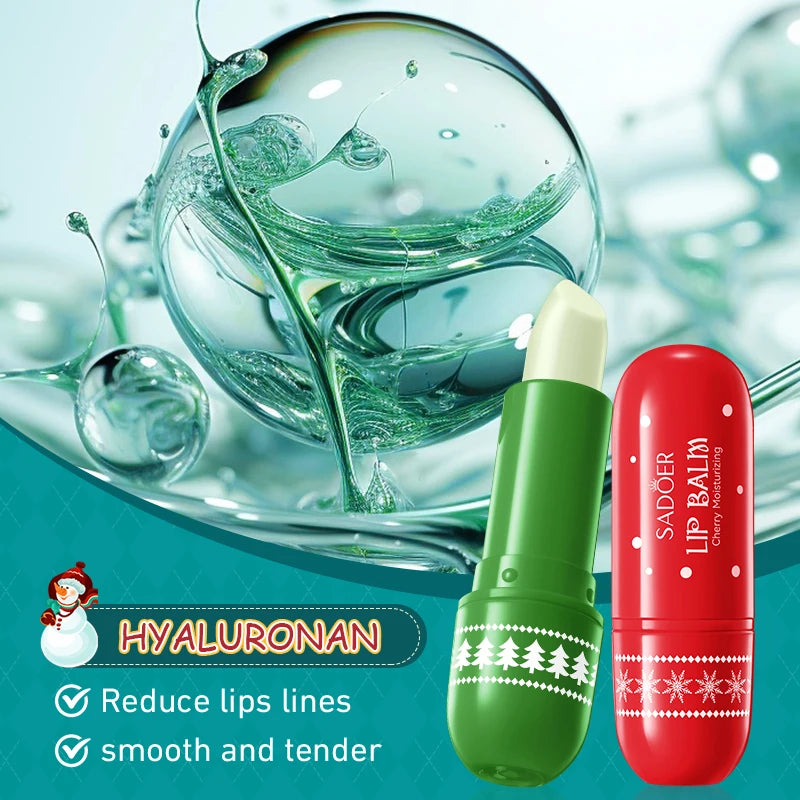 SADOER Christmas Moisturizing Lipstick Anti Wrinkles Hydrating Repair Nourishing Plump Lips Lip Balm Lip Plumper Skin Care
