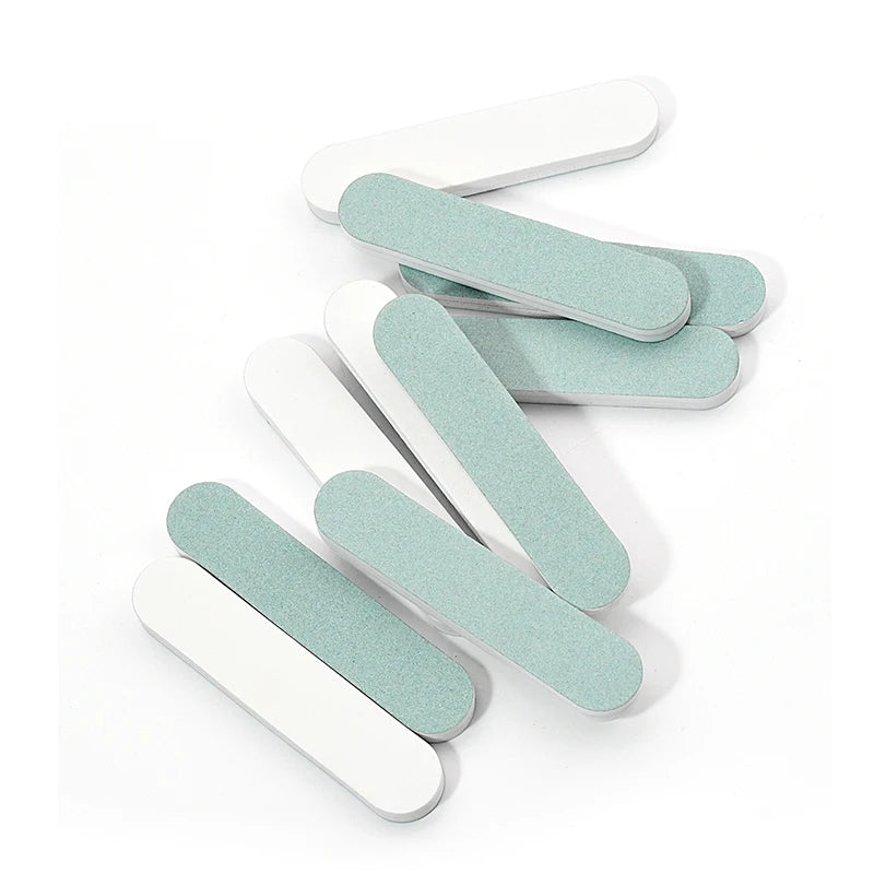 50/100 Pcs/Lot Nail Buffer Polishing Strip Green/White Sanding 600/3000 Sponge Manicure Tools  Washable Buffing Blocks for Nails