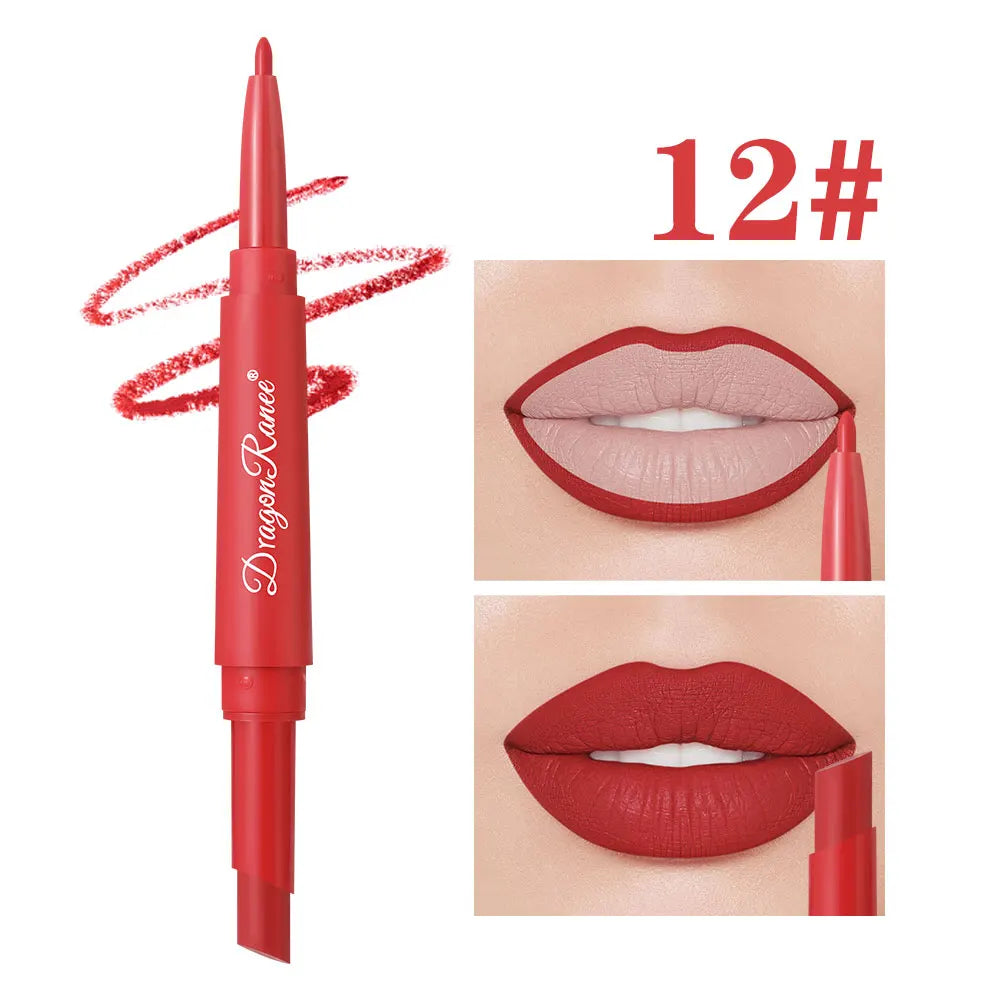 Double-Ended Lip Liner Velvet Matte Lipstick Lip Gloss Easy to Color Non-Fading Non-Stick Cup Lip Liner
