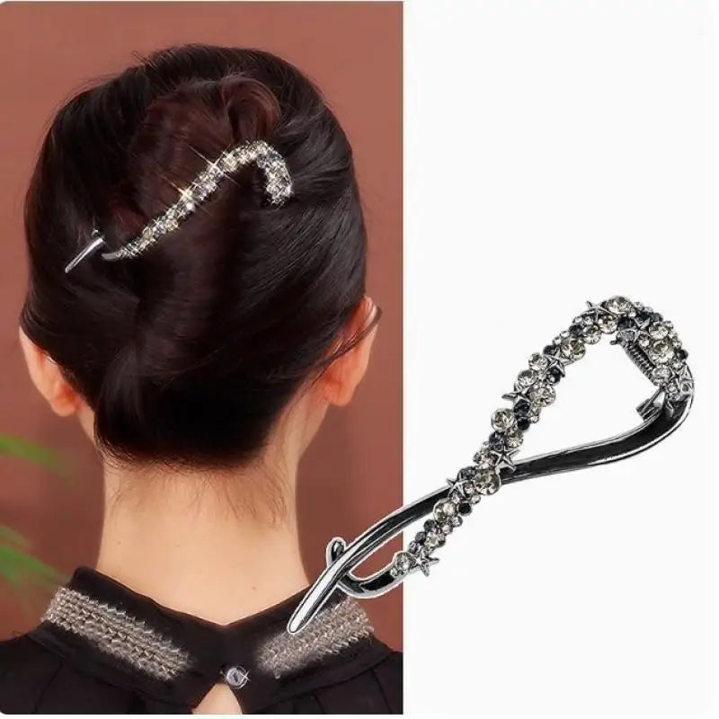 1PC Fashion Hairpins Frog Buckle Ponytail Hair Clips Metal Rhinestone Banana Clip Irregular Hair Clip Headdress Hair Accessories