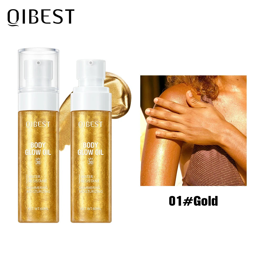 Body Shimmer Oil Liquid Highlighter Long Lasting Sequin Illuminating Moisturizing Highlight Facial Contour Brightening Makeup