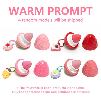 4-Color Random Hair Strawberry Warm Moisturizing Lip balm With Strong Moisturizing Effect, Protecting And Softening Lips