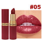 Diamond Chocolate Red Lipstick Pearlescent Glitter Velvet Lipstick Waterproof Shiny Metallic Matte Lip Gloss Non-fade Makeup