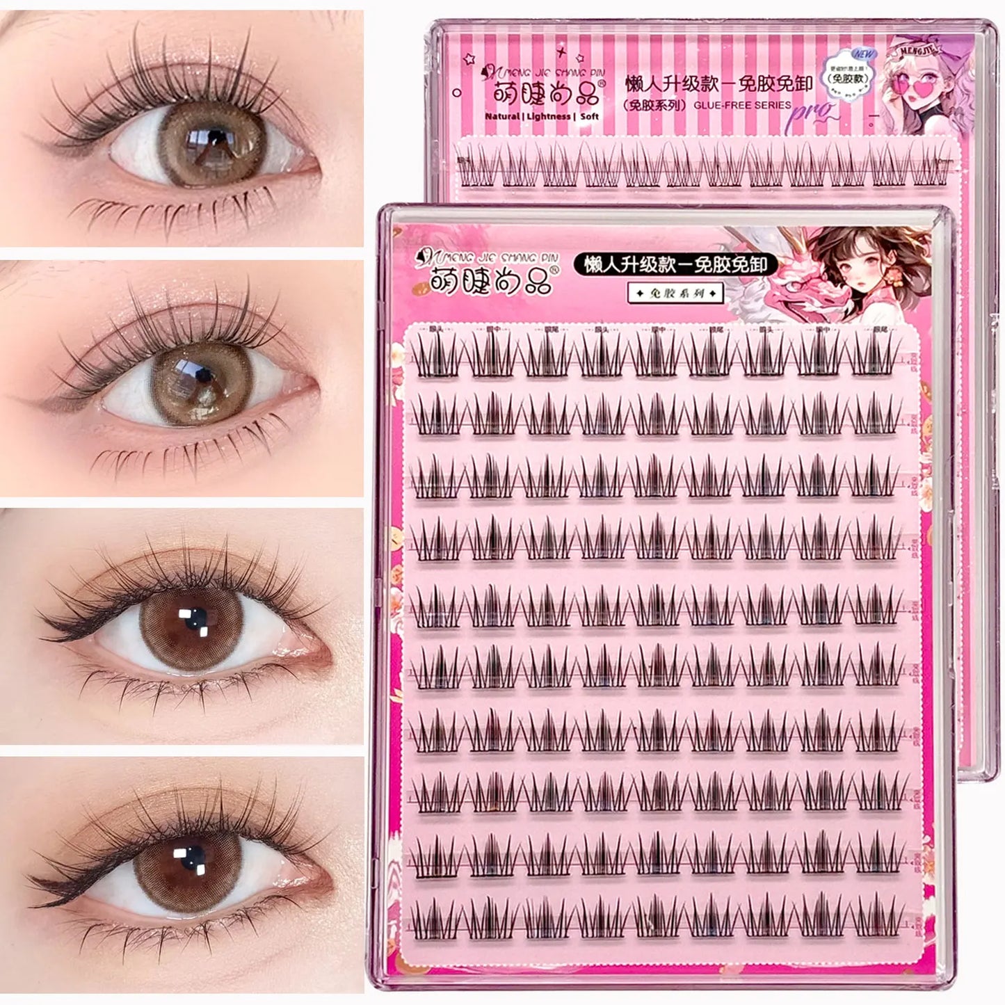 Noglue Eyelashes Natural False Eyelashes DIY Lashe Clusters Glue Strands Eye Lashes  Adhesive Eyelash Artificial Eyelashes