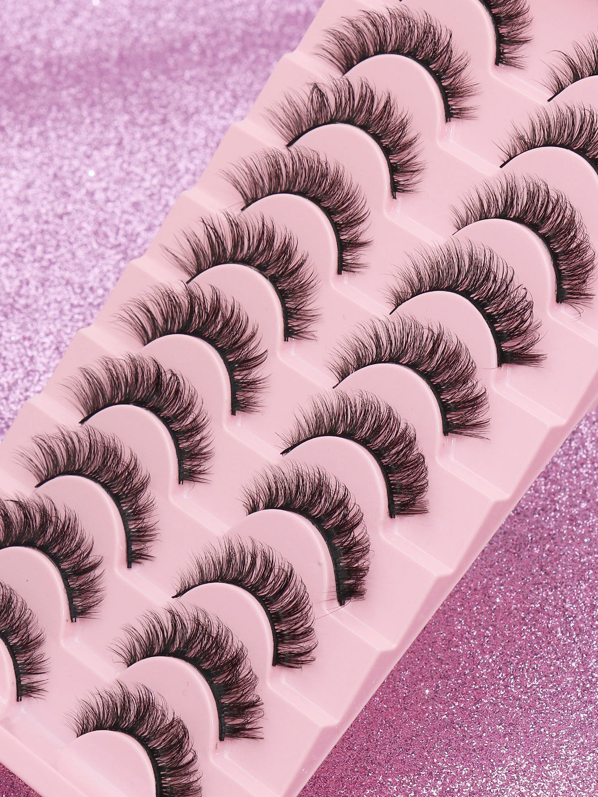 10 Pairs Natural Eye Lashes Faux Mink Eyelashes Winged End Eye Elongated Eyelashes Natural Long Manga Lashes Fake Lashes Makeup
