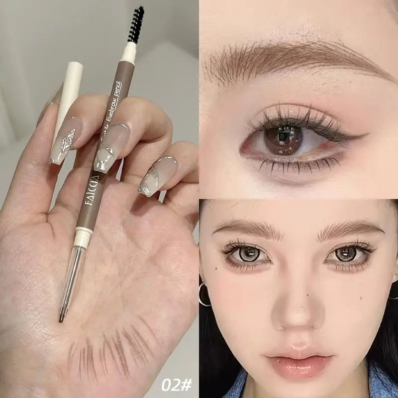 Waterproof Ultra Fine Eyebrow Pencil Double-Ended Eyebrow Pen Sweat-proof Long Lasting Professional Natural Black Eyebrow Makeup