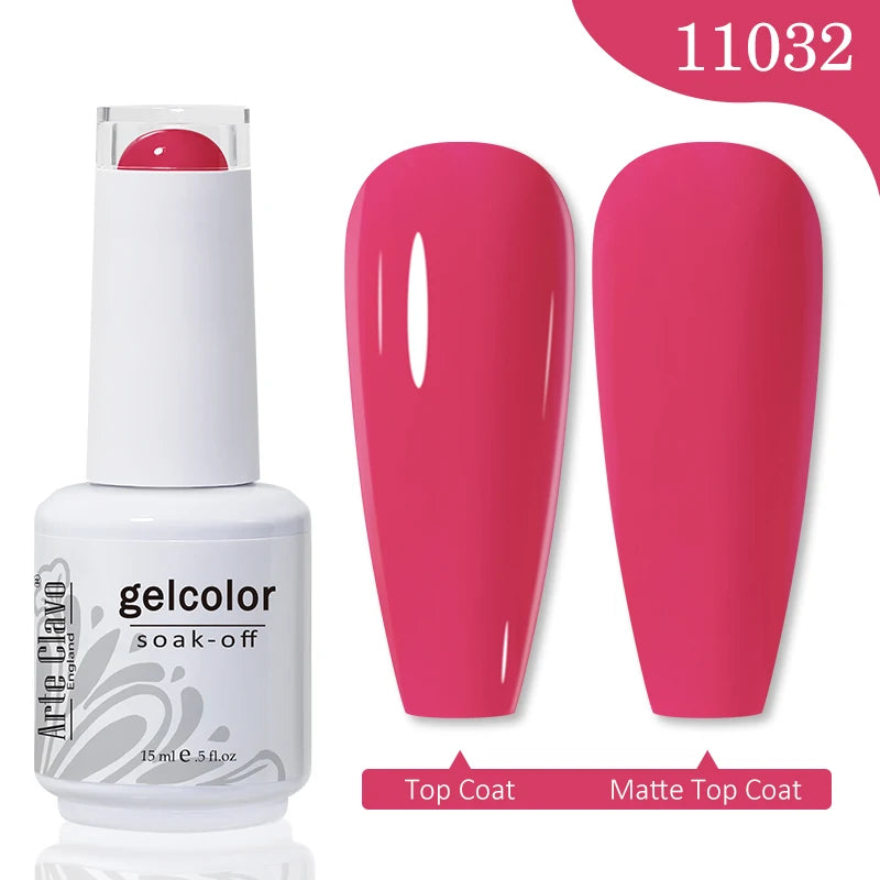 Arte Clavo 15ml Rose Red Pink Color Gel Nail Polish Autumn Winter Hot Sale Long Lasting Soak Off For Manicure Nail Art Gel