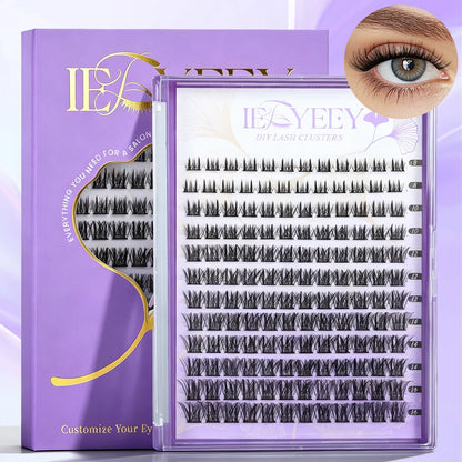 IEEYEEY Wispy Thick Lashes Clusters Natural Fluffy Segmented Lashes 3D Individual Volume Lash 8-16mm Mixed DIY Eyelash Extension