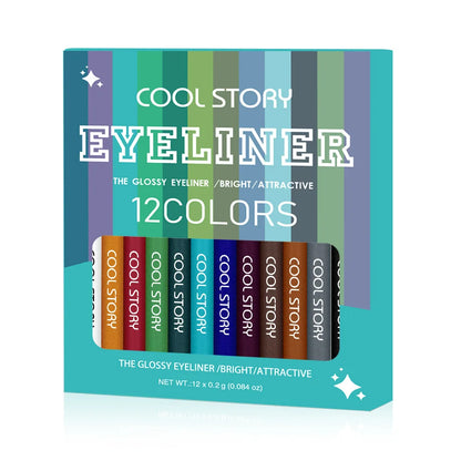 12-color Rainbow Matte waterproof Eyeliner set,professional ultra Long lasting Cream Gel Eyeliner set,Gift Cosmetics for women