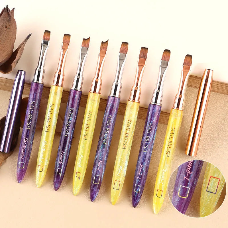 1PC Gel Brush Oval & Flat UV Gel Nail Art Brush Professional Design Brushes Salon Home DIY Manicure