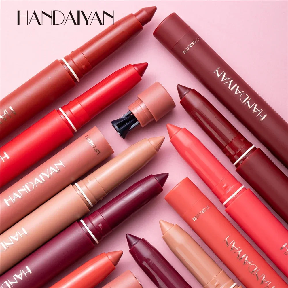 12 Colors Velvet Matte Lipsticks Waterproof Long Lasting Nude 2 IN 1 Stick on-Stick Cup Lips Makeup Tint Pen Daily Makeup Tools